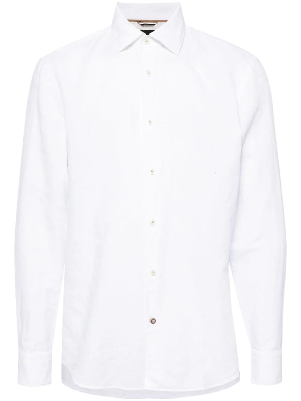 BOSS  C-Hal Kent contrast-button cotton-linen shirt