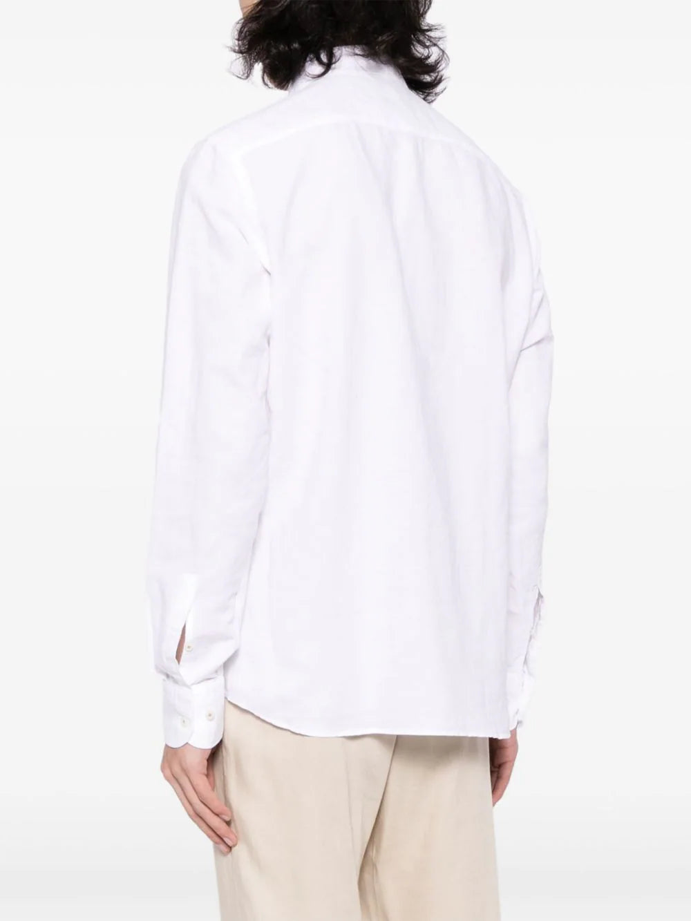 BOSS C-Hal Kent contrast-button cotton-linen shirt