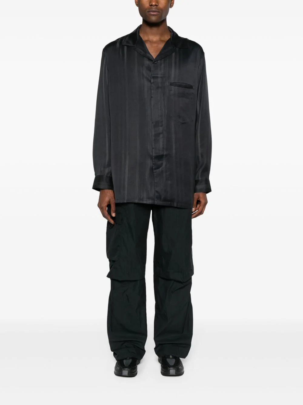 Y-3 x Adidas striped satin-finish shirt