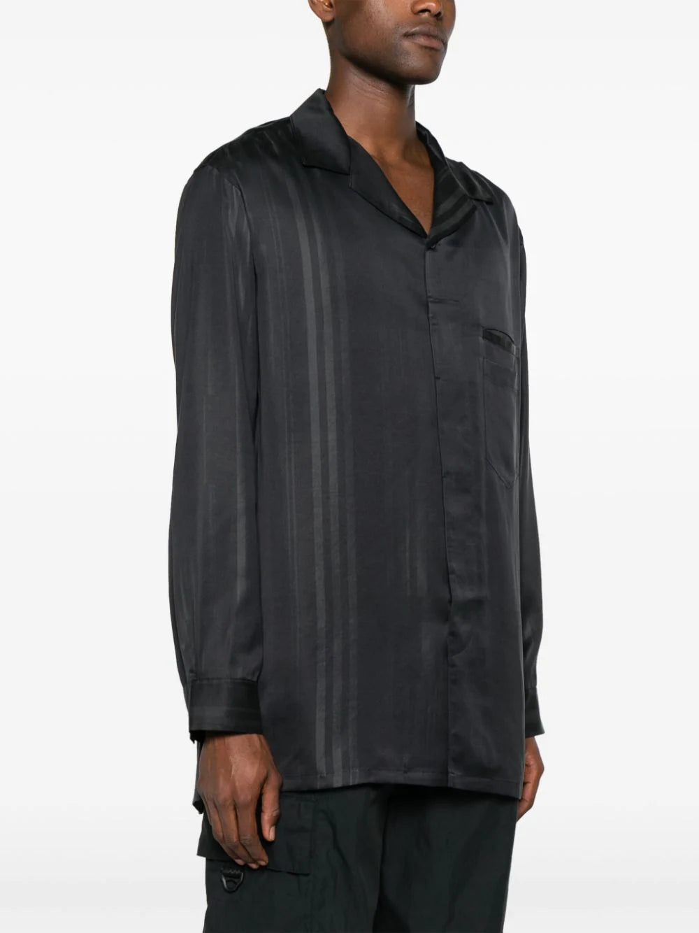Y-3 x Adidas striped satin-finish shirt