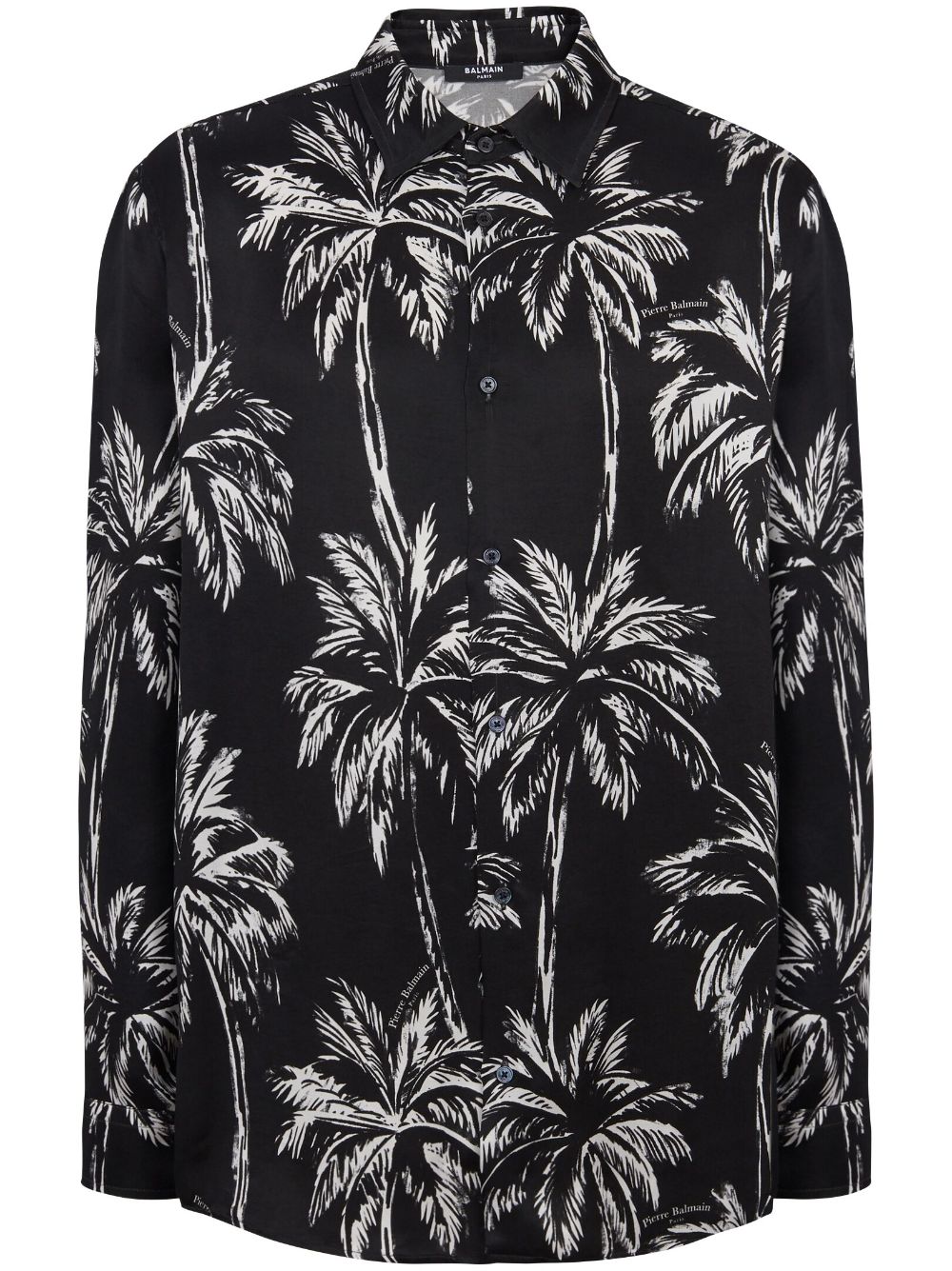 Balmain palm tree-print satin shirt