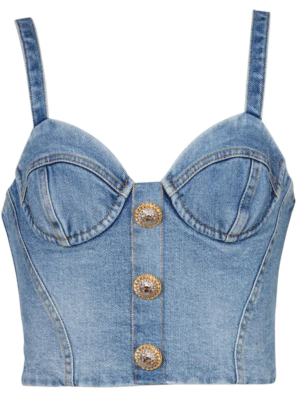 Balmain  buttonned denim crop top