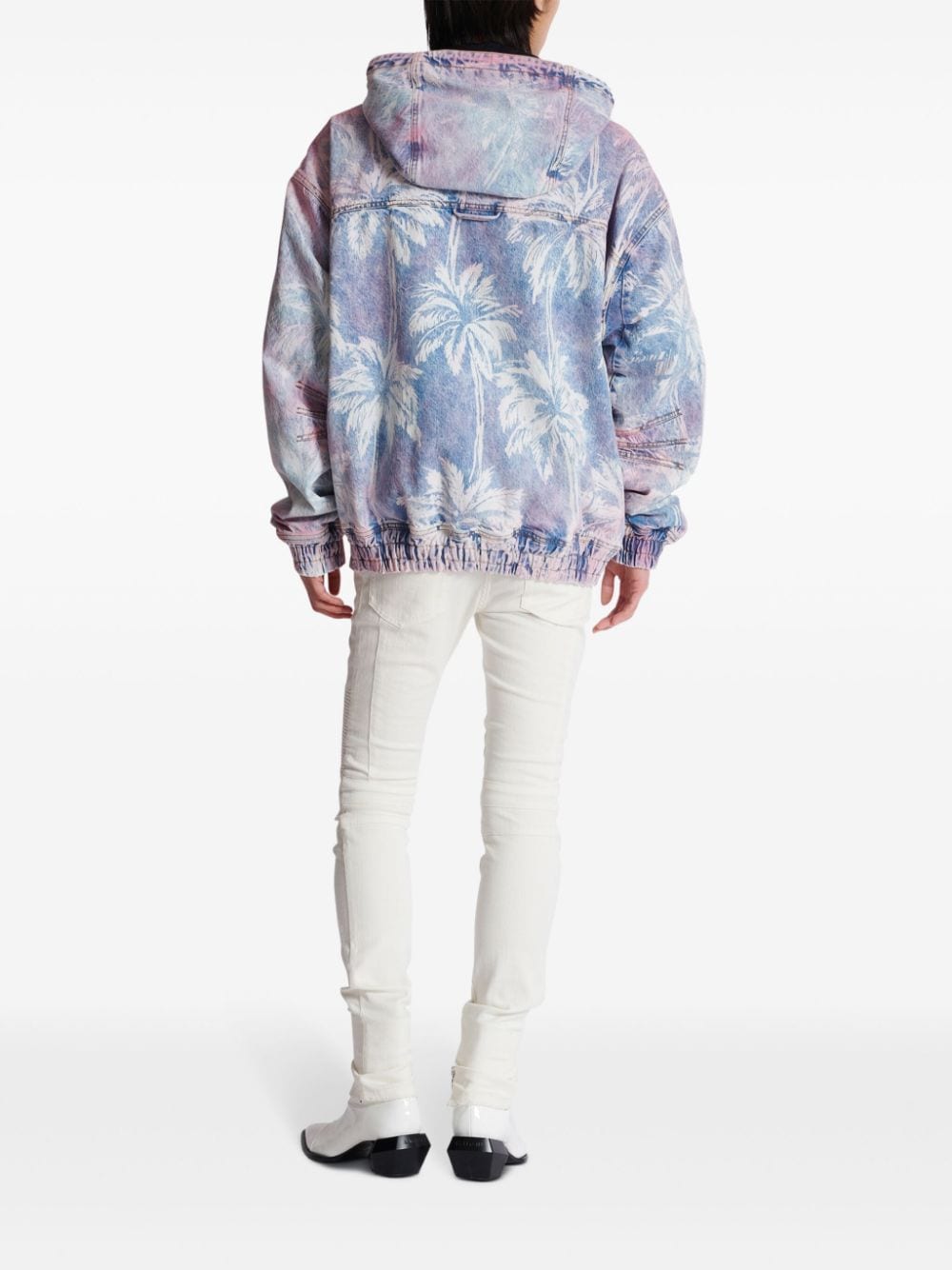 Balmain printed denim bomber jacket