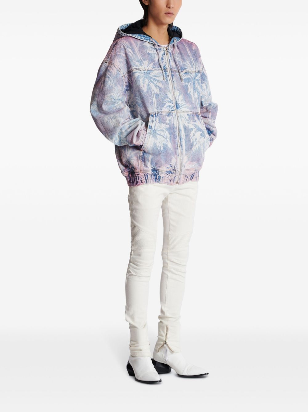 Balmain printed denim bomber jacket