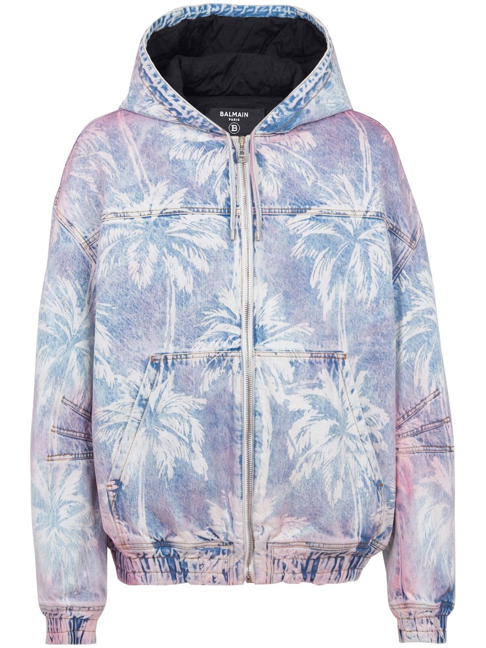 Balmain printed denim bomber jacket