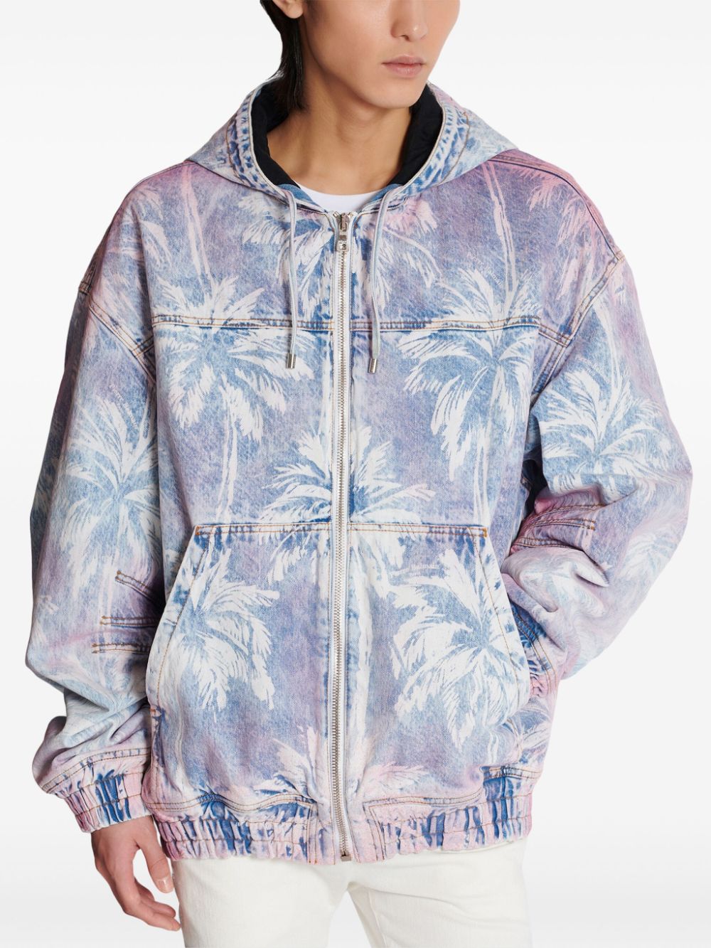 Balmain printed denim bomber jacket