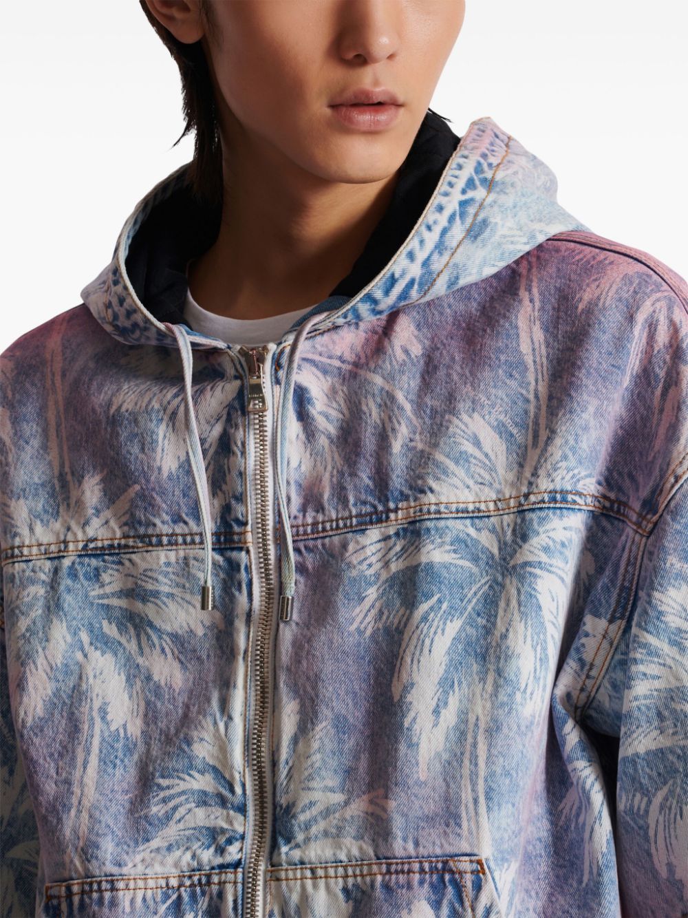 Balmain printed denim bomber jacket