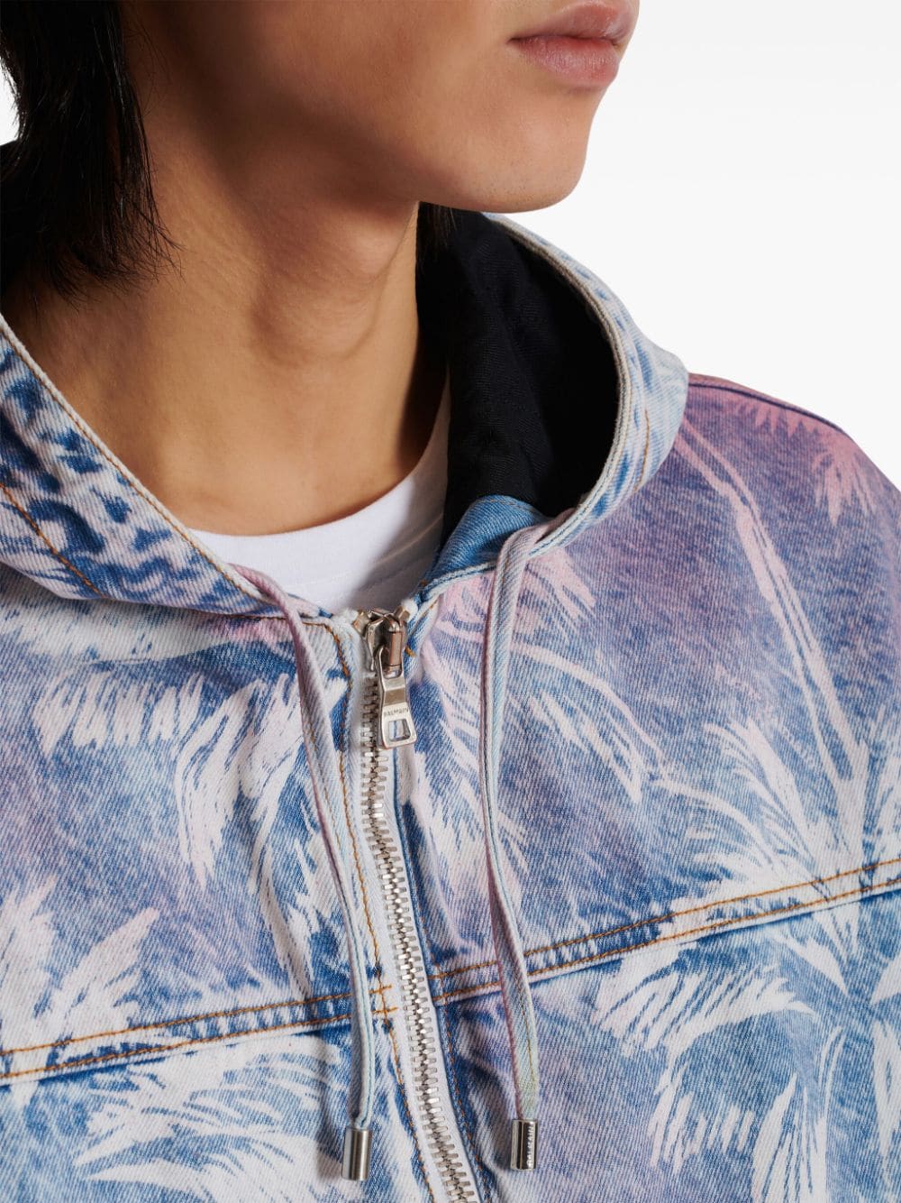Balmain printed denim bomber jacket