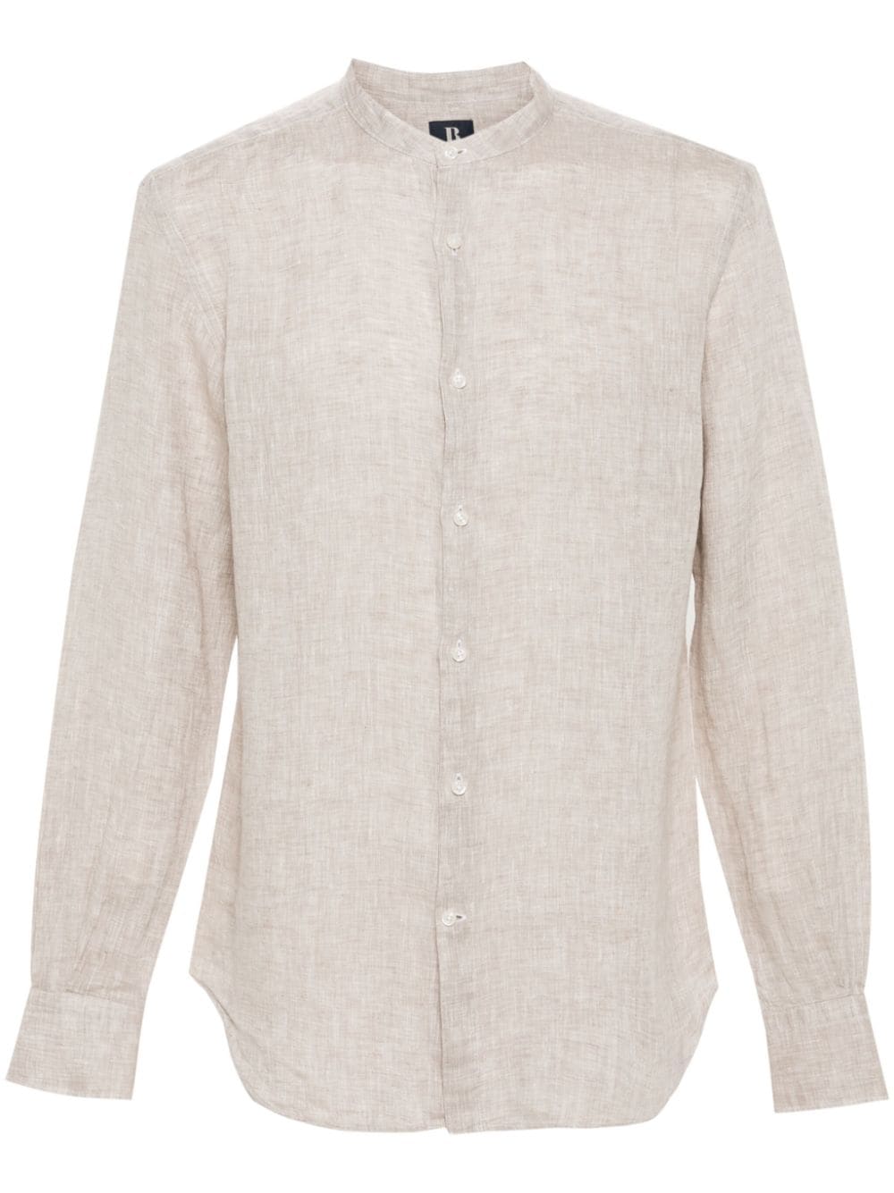 Boggi Milano  band-collar linen shirt