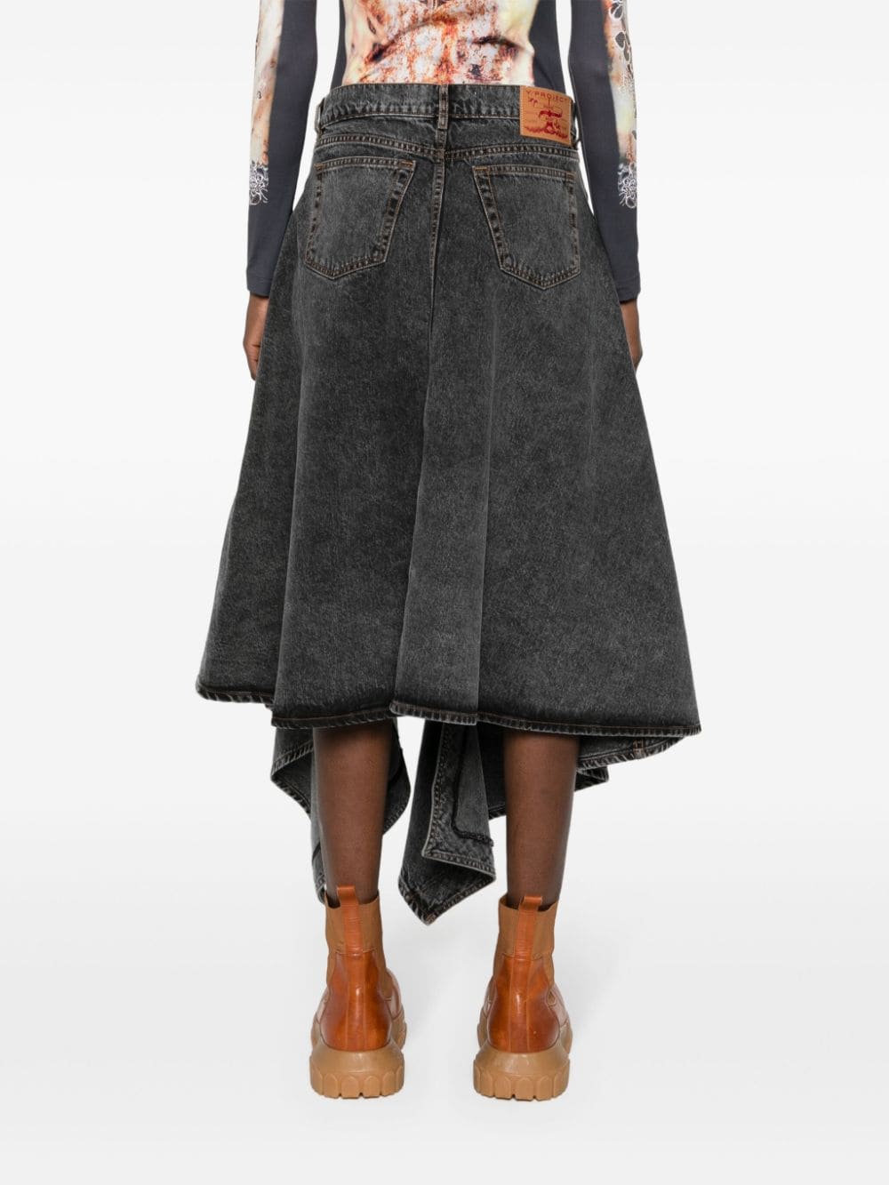 Y/Project  asymmetric denim maxi skirt