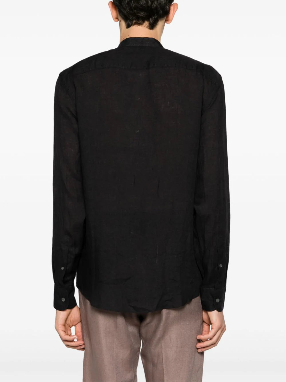 Zegna band-collar linen shirt