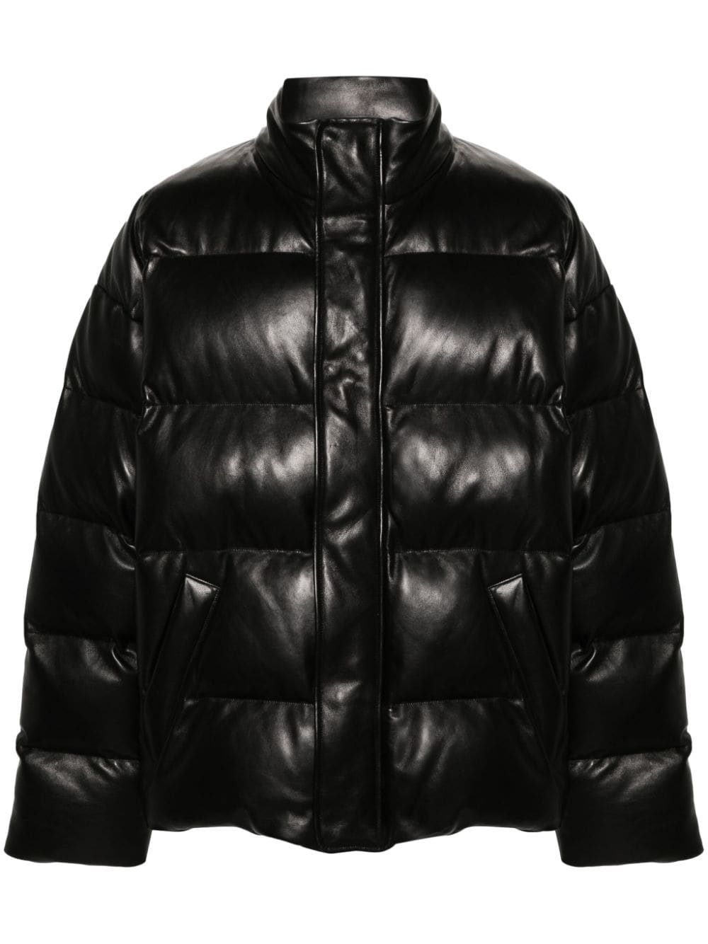 Balenciaga high-neck leather padded jacket