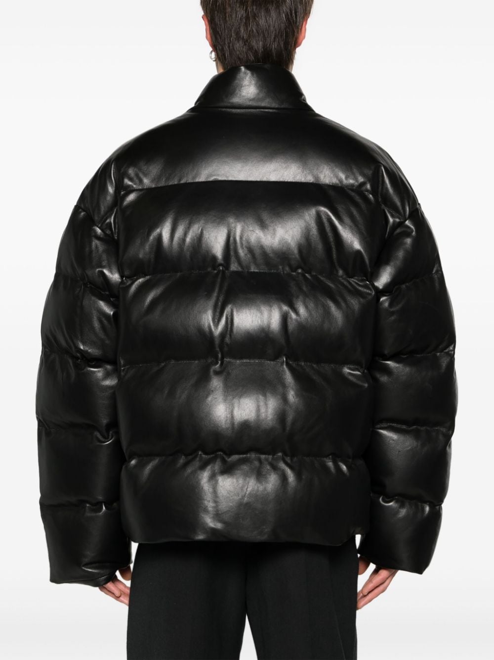 Balenciaga high-neck leather padded jacket