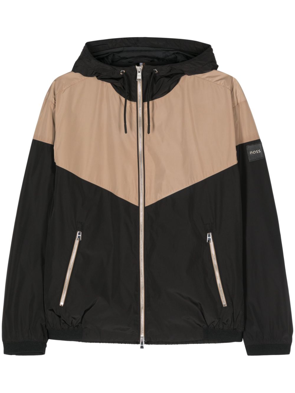 BOSS colourblock logo-patch jacket