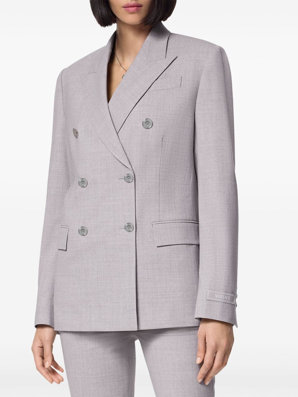 Versace  double-breasted chambray blazer