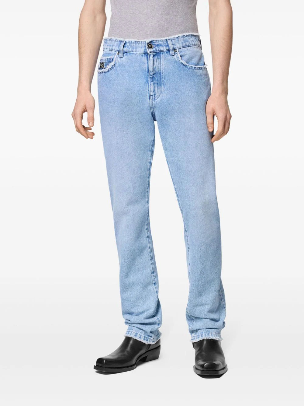 Versace frayed straight-leg jeans
