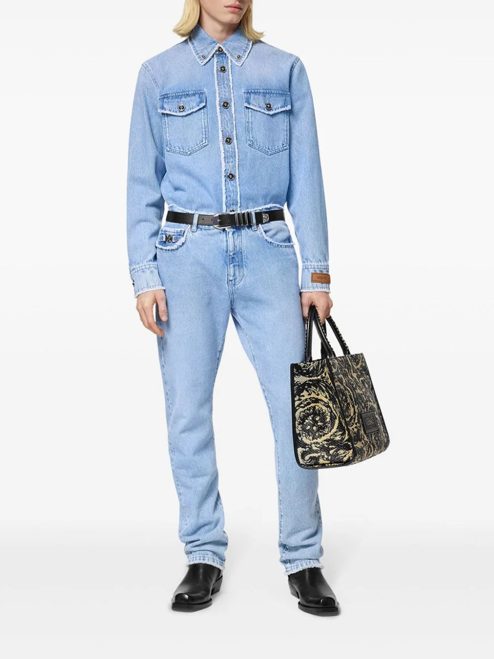 Versace frayed straight-leg jeans