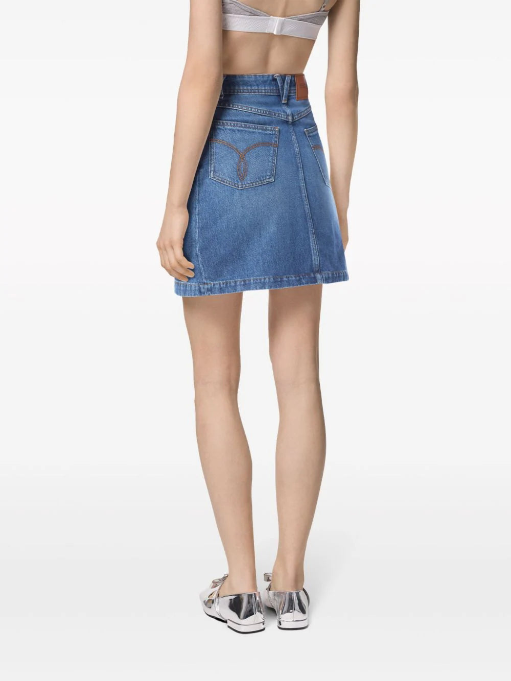 Versace A-line denim mini skirt
