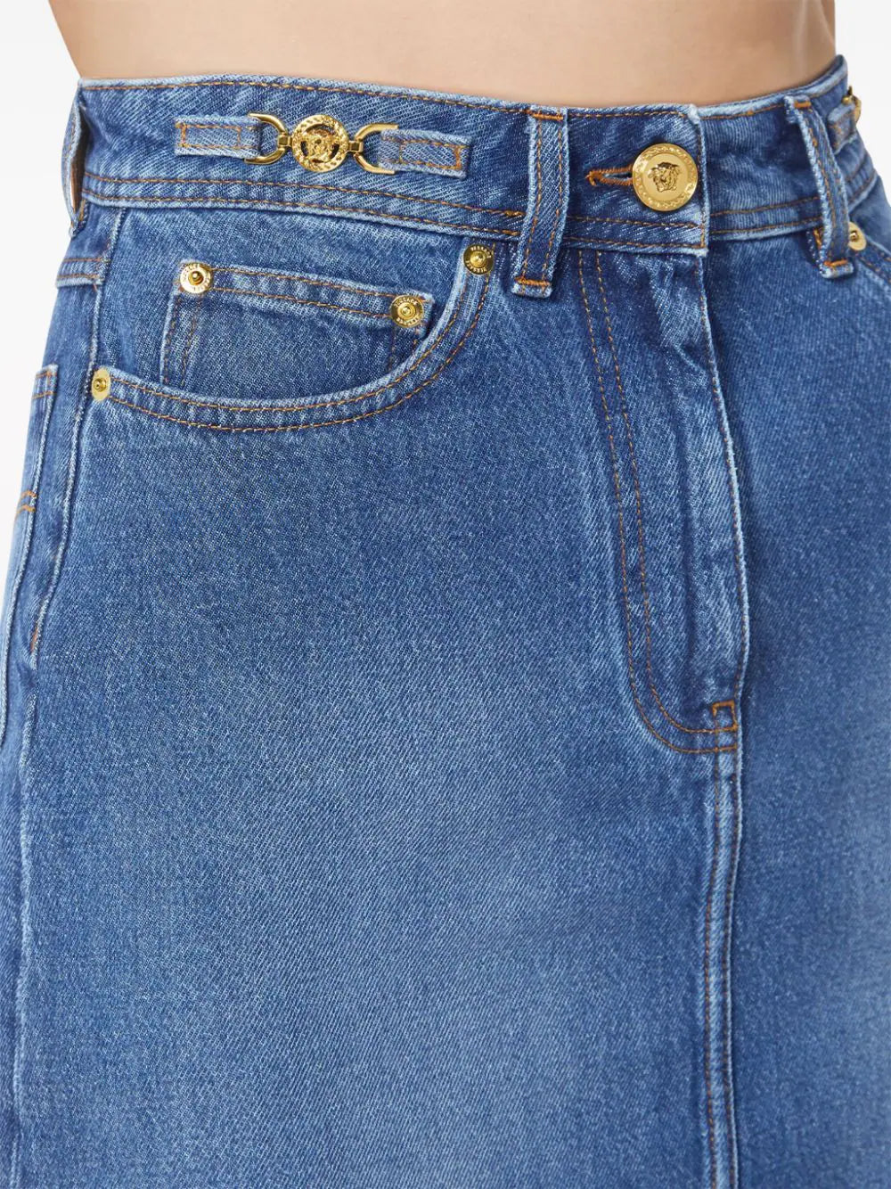 Versace A-line denim mini skirt