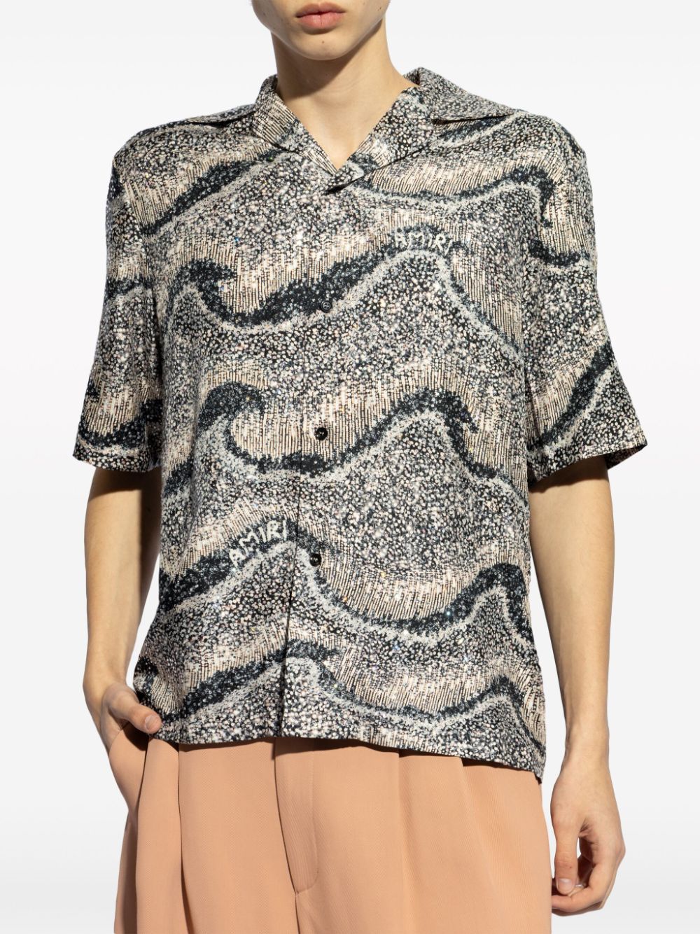 AMIRI Wavy crystal-embellished shirt