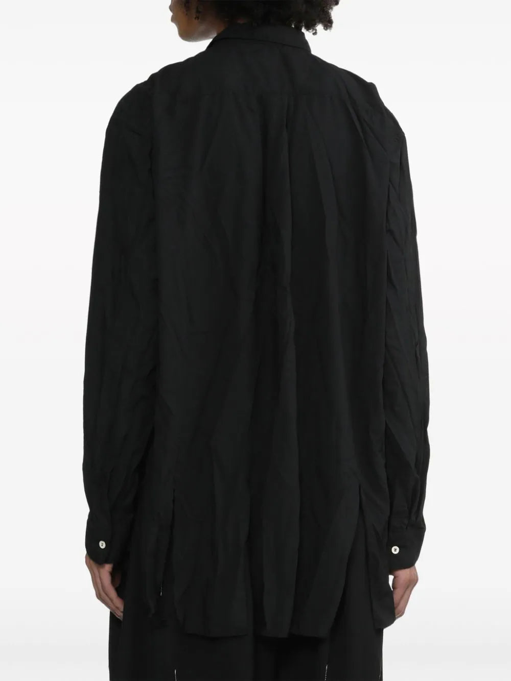 Black Comme Des Garçons  frayed asymmetric-hem shirt