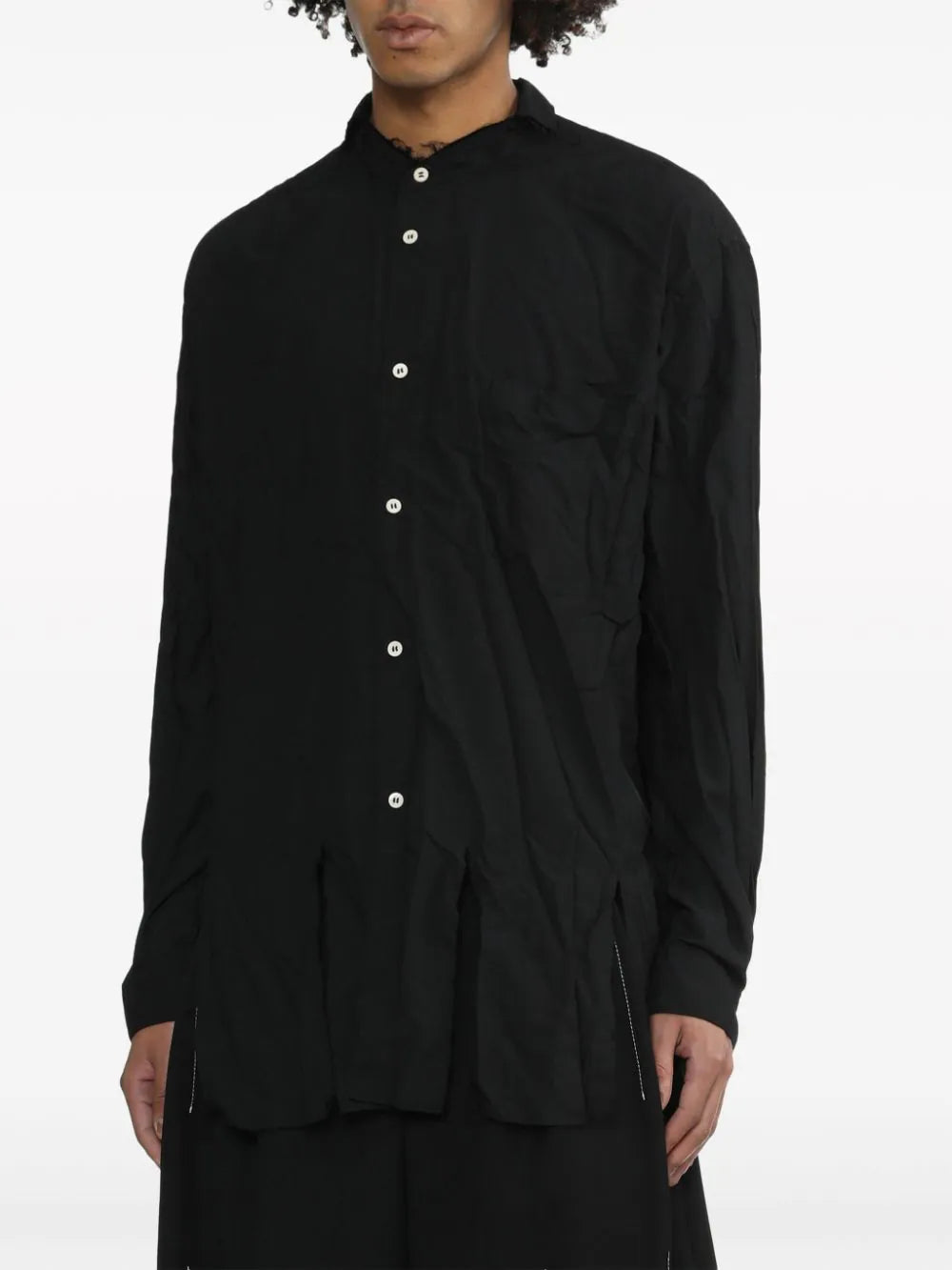 Black Comme Des Garçons  frayed asymmetric-hem shirt
