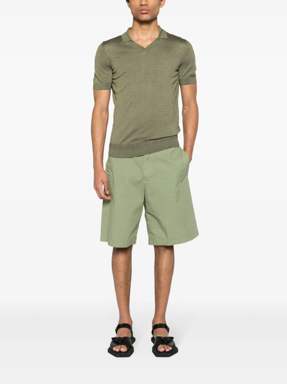 BOSS  split-neck silk polo shirt