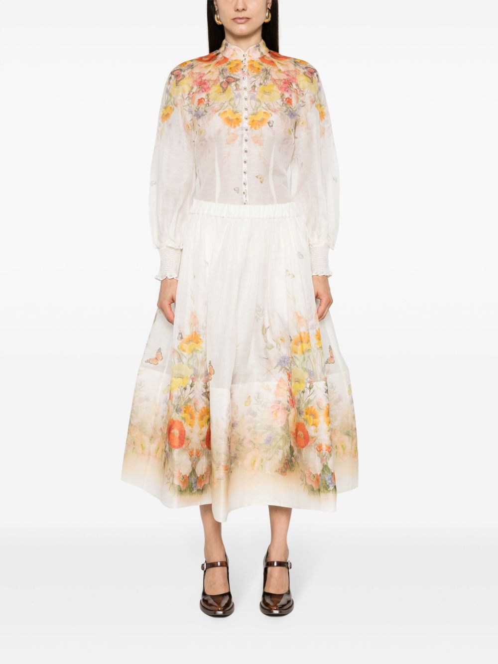 ZIMMERMANN  Tranquillity floral-print midi skirt
