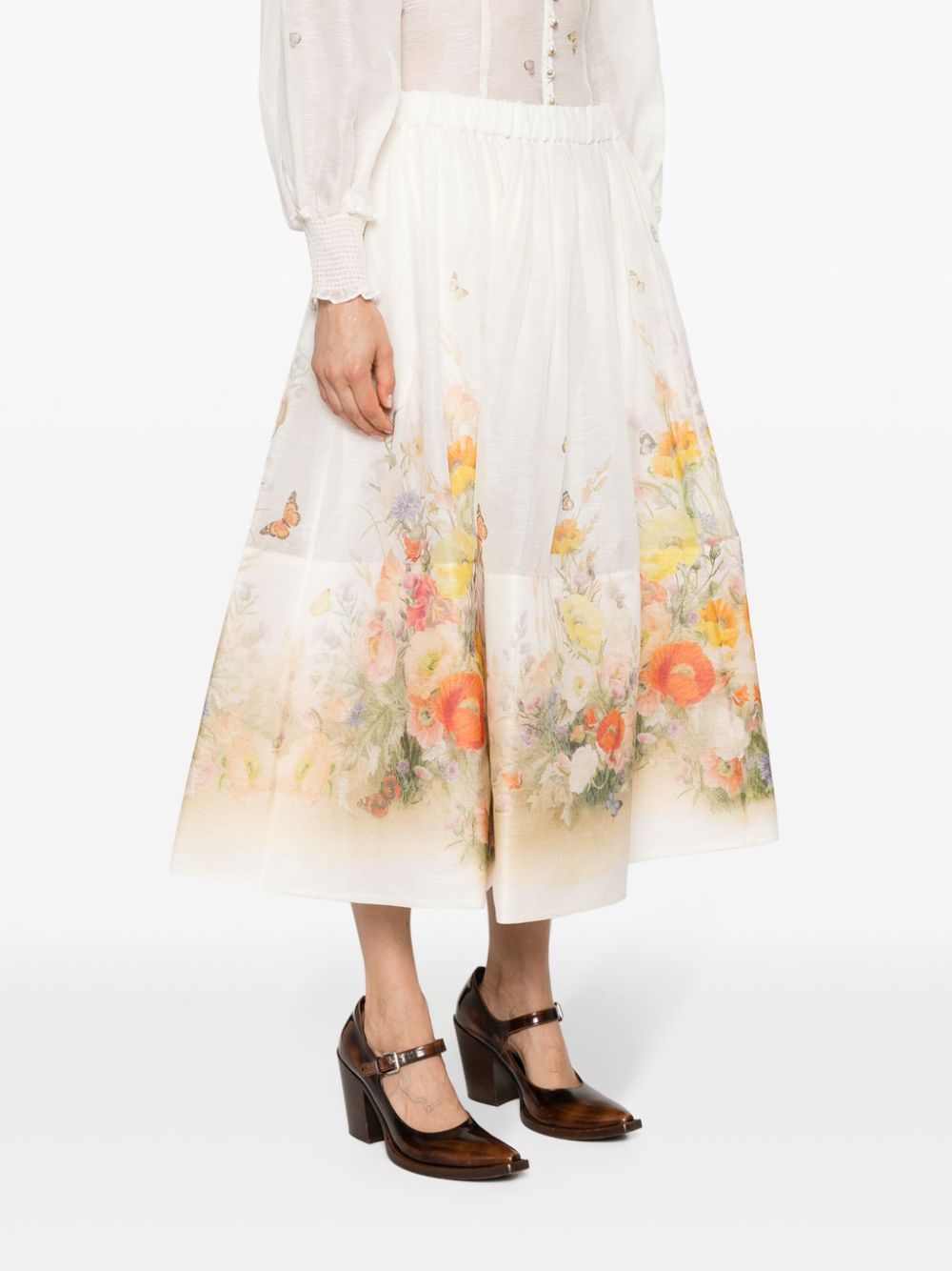 ZIMMERMANN  Tranquillity floral-print midi skirt