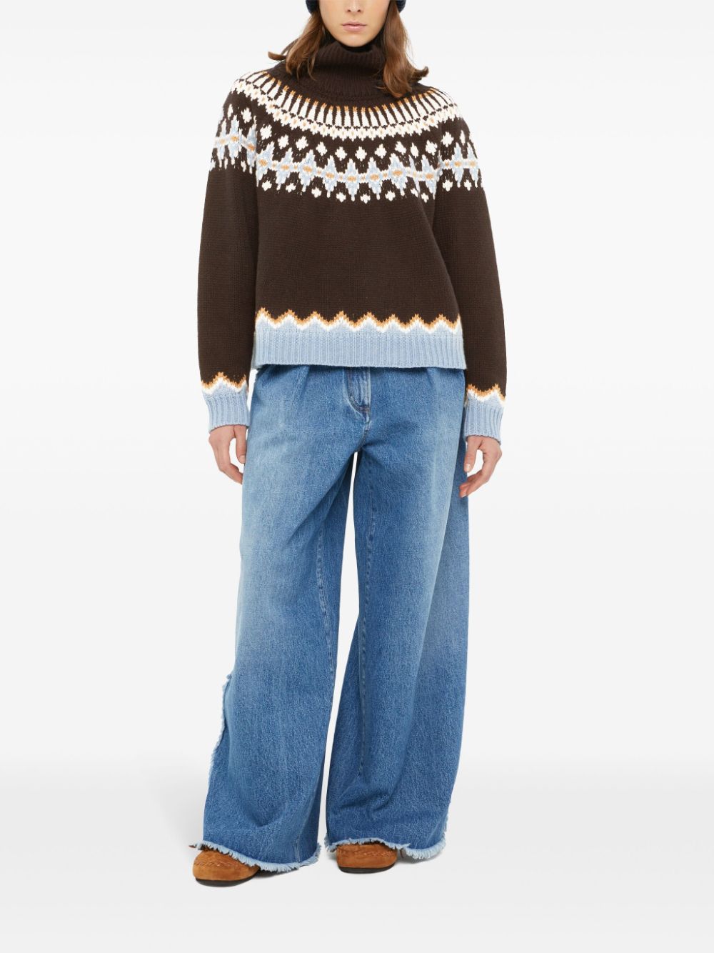 Alanui  intarsia-knit high-neck jumper