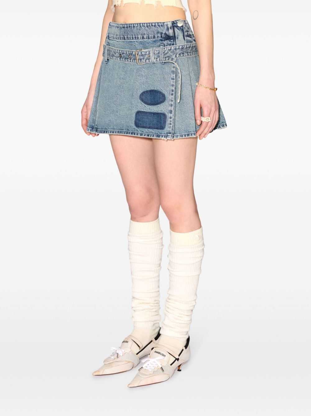 AMBUSH pleated denim miniskirt