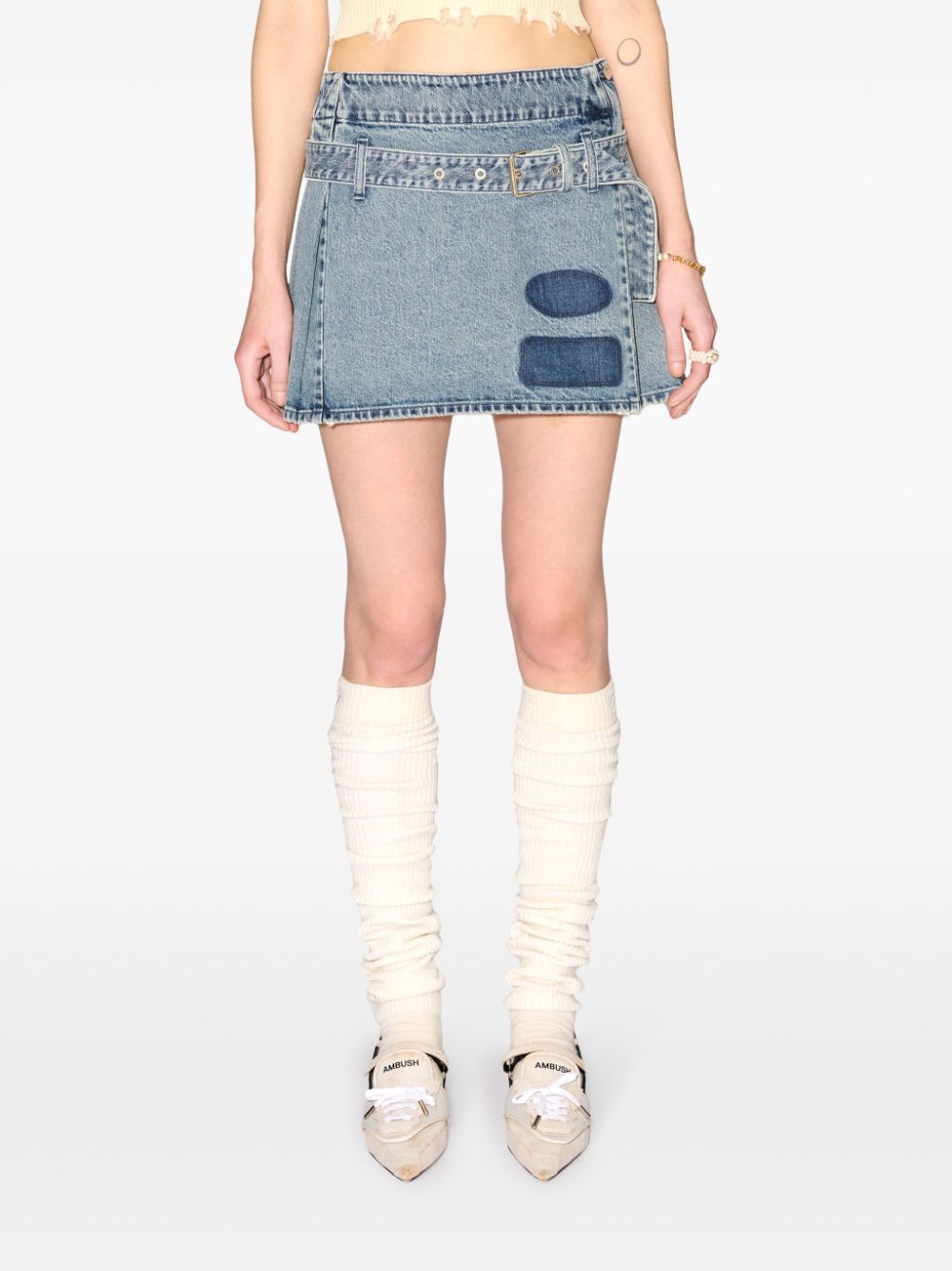 AMBUSH pleated denim miniskirt