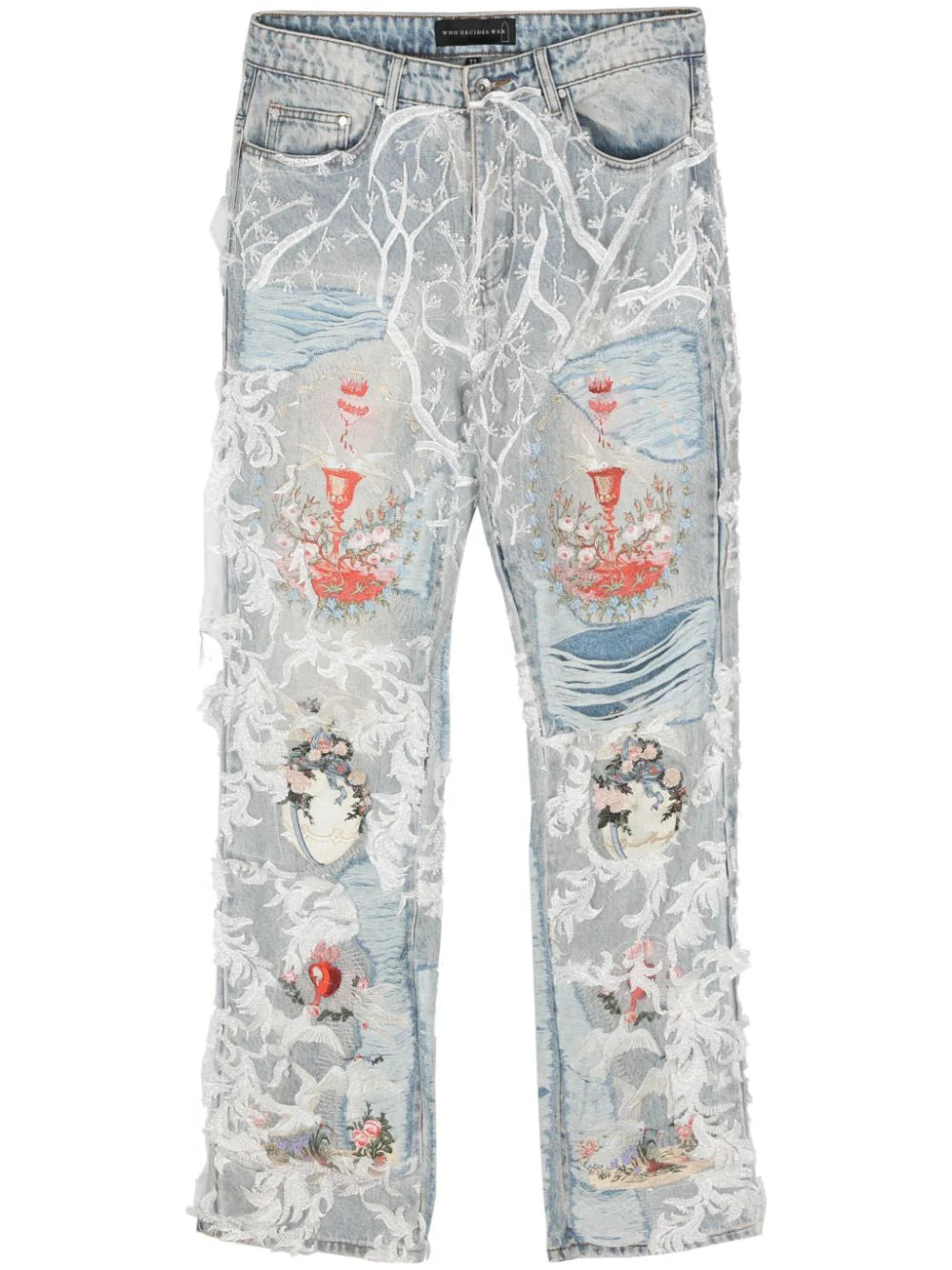 Who Decides War  Chalice embroidered staright-leg jeans