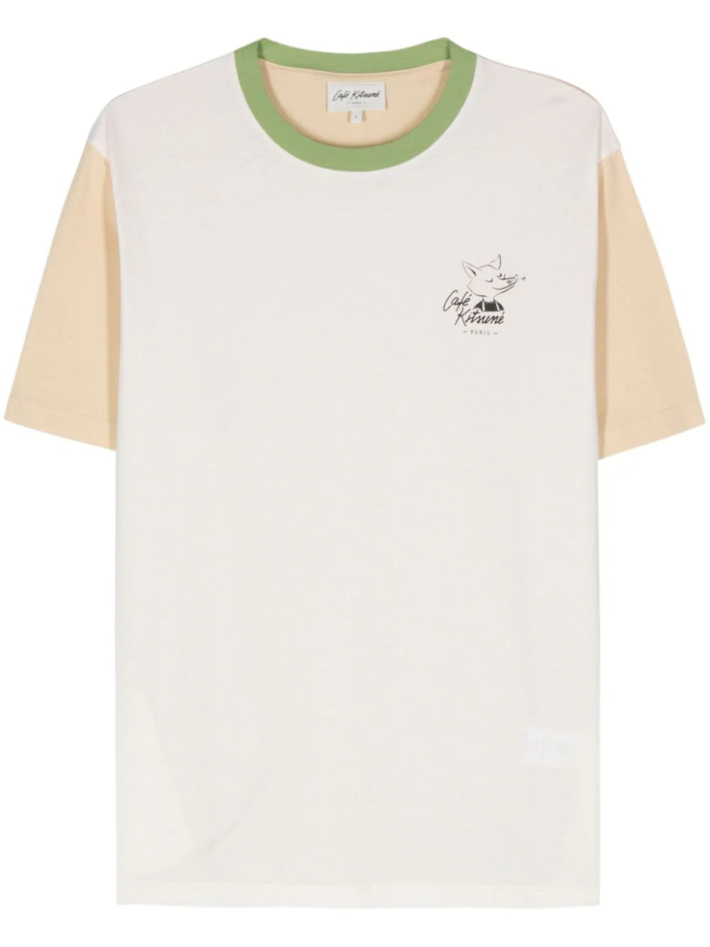 CAFÉ KITSUNÉ  Café Kitsuné-print colourblock T-shirt