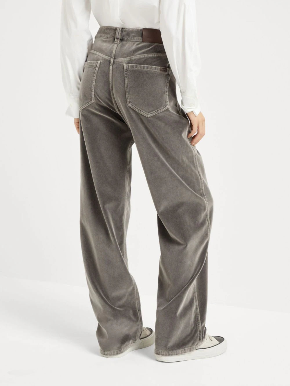 Brunello Cucinelli  logo-patch flared trousers