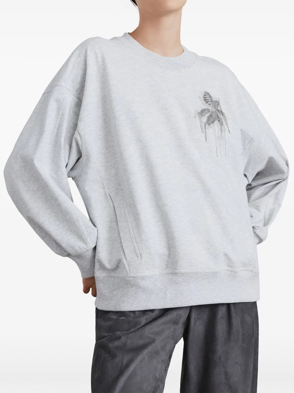 Brunello Cucinelli  bead-embellished stretch-cotton sweatshirt