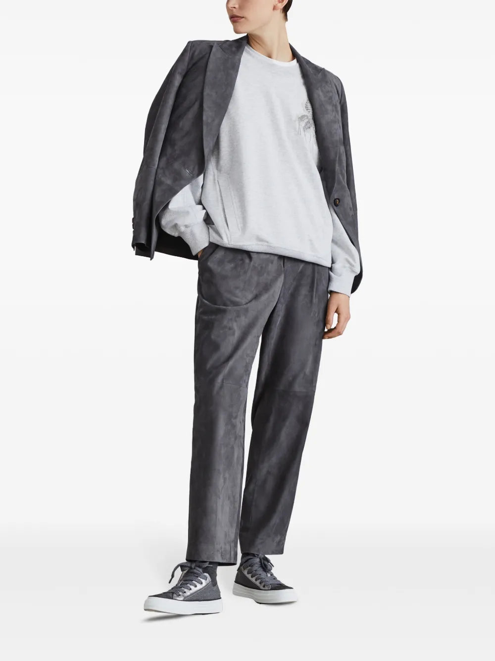 Brunello Cucinelli  bead-embellished stretch-cotton sweatshirt