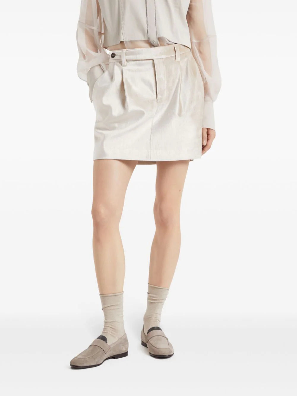 Brunello Cucinelli pearlescent-finish tailored miniskirt