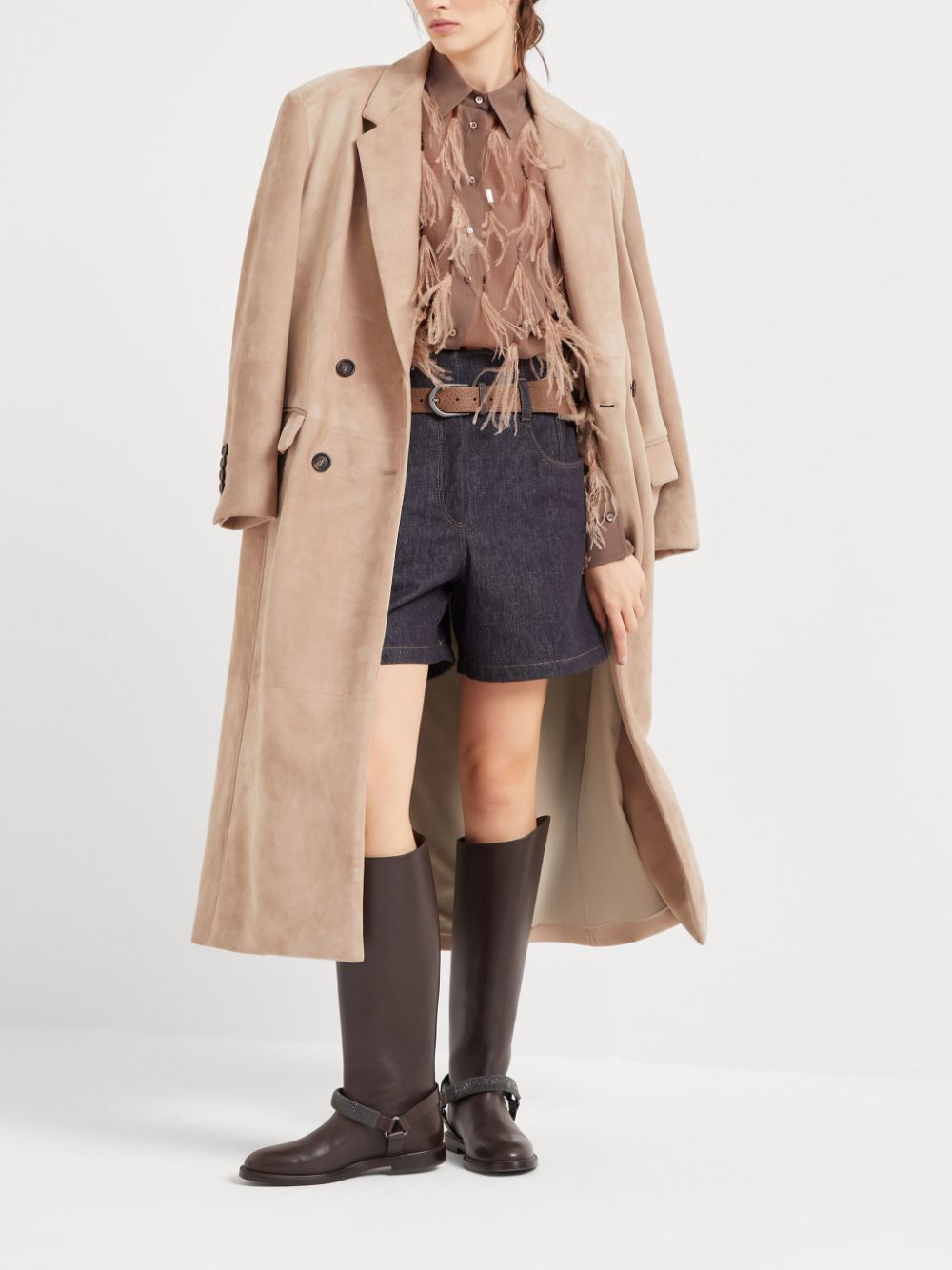 Brunello Cucinelli  feather-detailing shirt