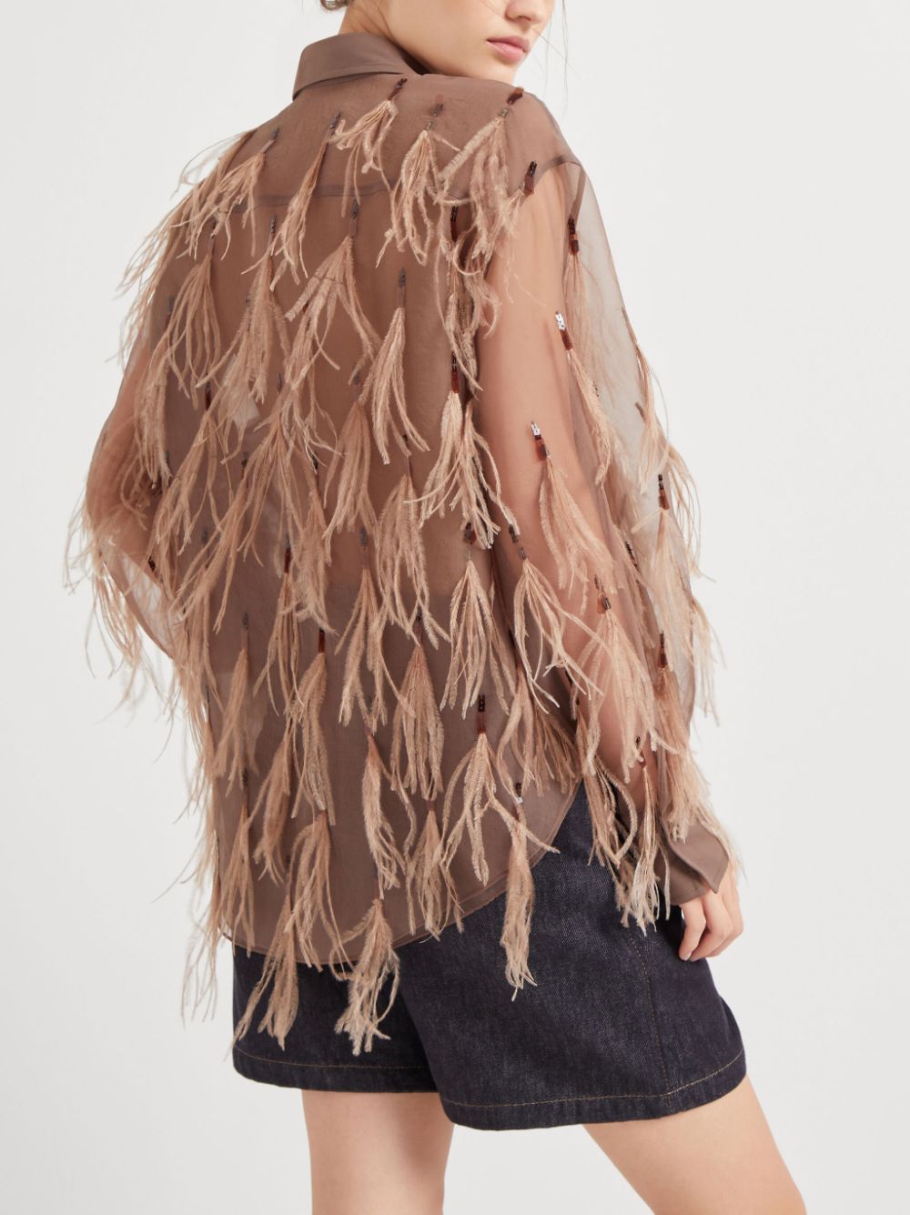 Brunello Cucinelli  feather-detailing shirt