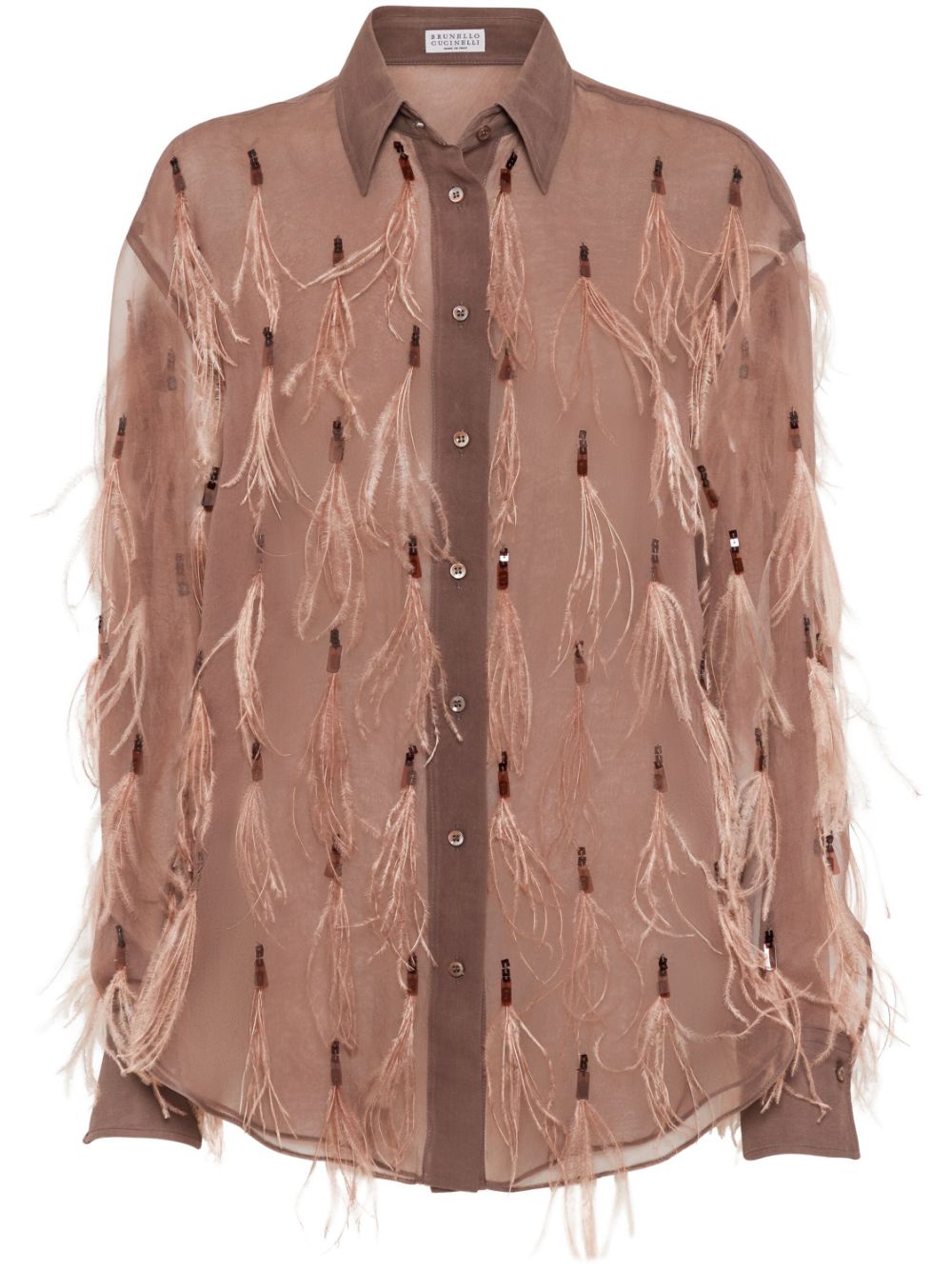 Brunello Cucinelli  feather-detailing shirt