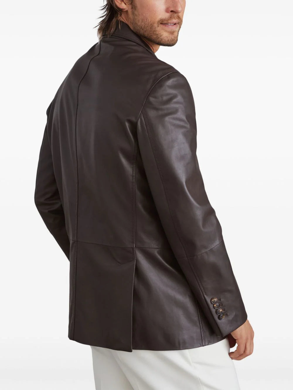 Brunello Cucinelli  single-breasted leather blazer
