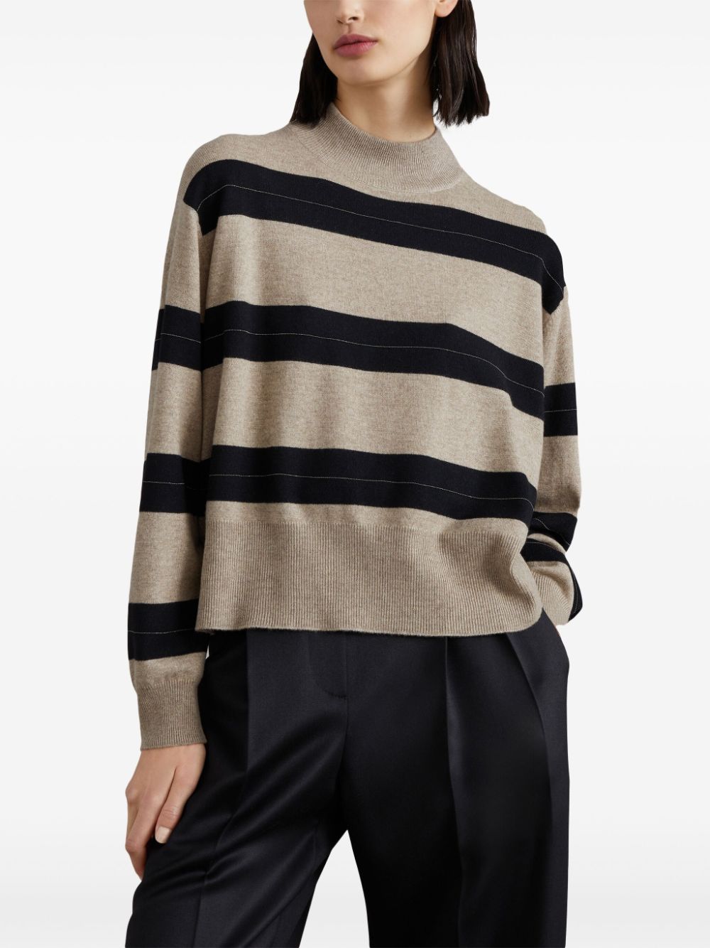 Brunello Cucinelli striped mock-neck jumper