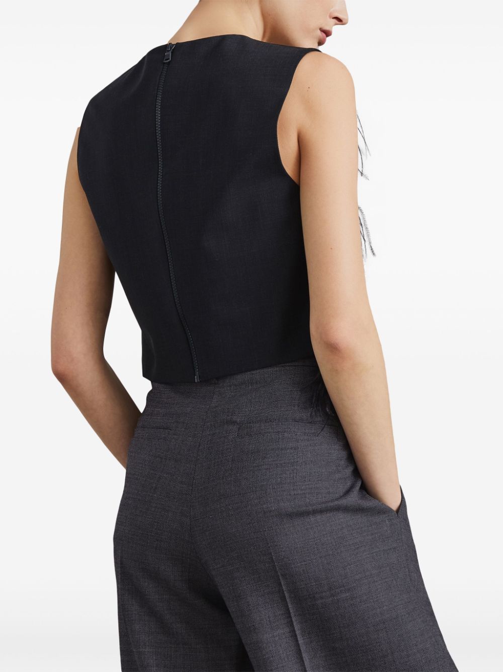 Brunello Cucinelli  feather-detailing sleeveless top