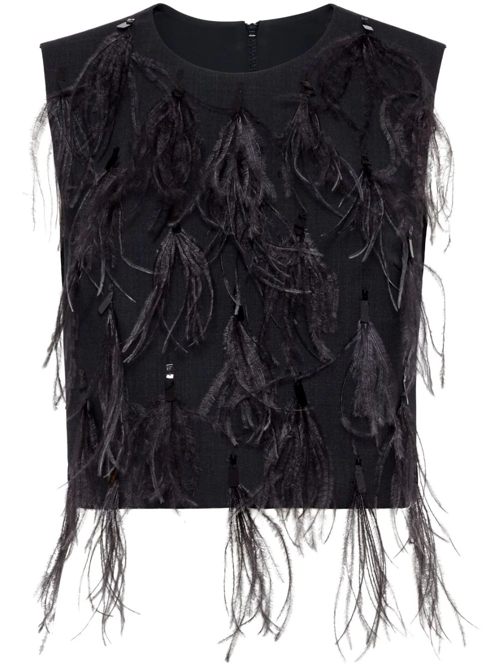 Brunello Cucinelli  feather-detailing sleeveless top