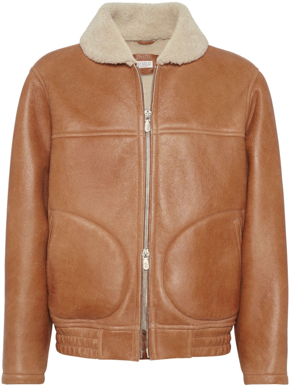 Brunello Cucinelli  shearling-collar leather jacket