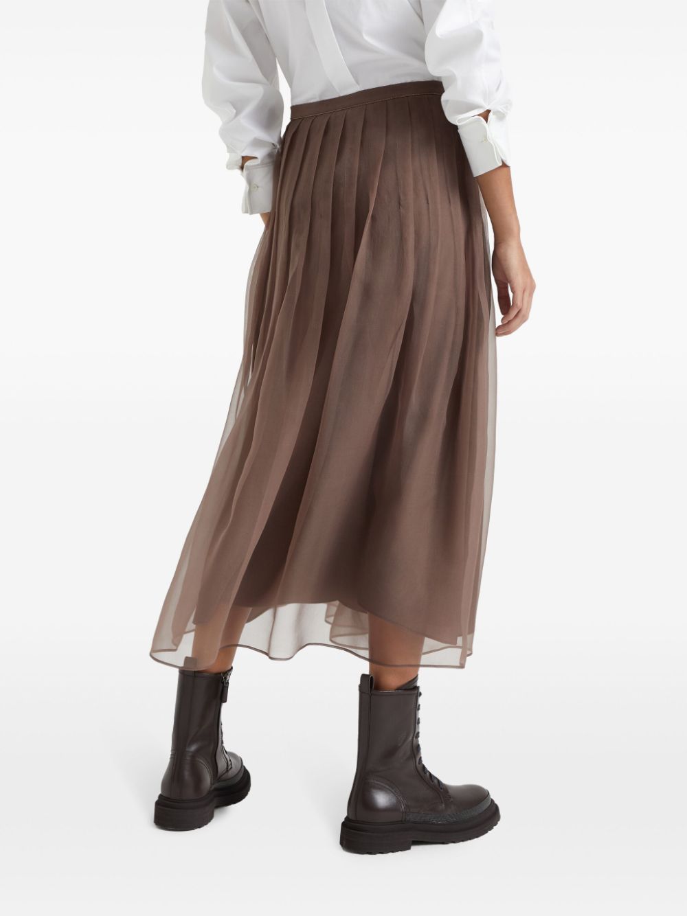 Brunello Cucinelli  pleated silk midi skirt