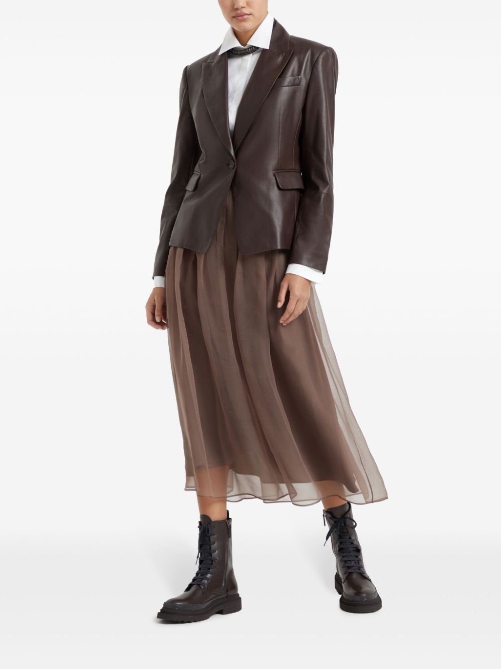 Brunello Cucinelli  pleated silk midi skirt