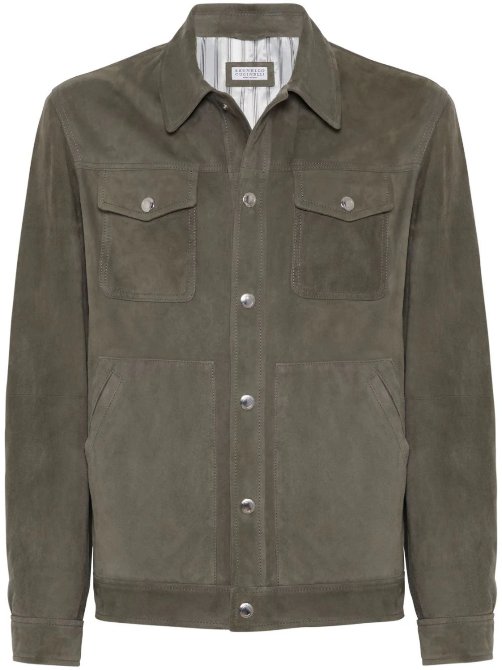 Brunello Cucinelli  press-stud leather jacket