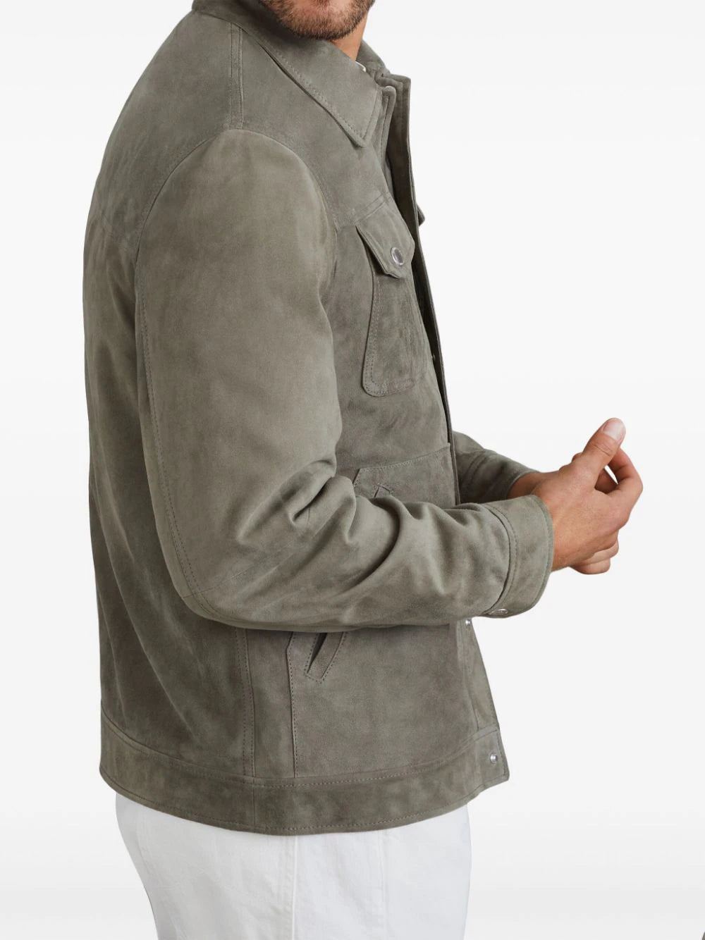 Brunello Cucinelli press-stud leather jacket